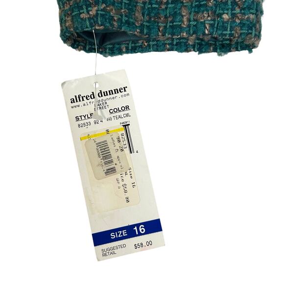 NWT Alfred Dunner Teal Green Tweed Blazer Jacket Office Career Artsy size 16 - Picture 8 of 11